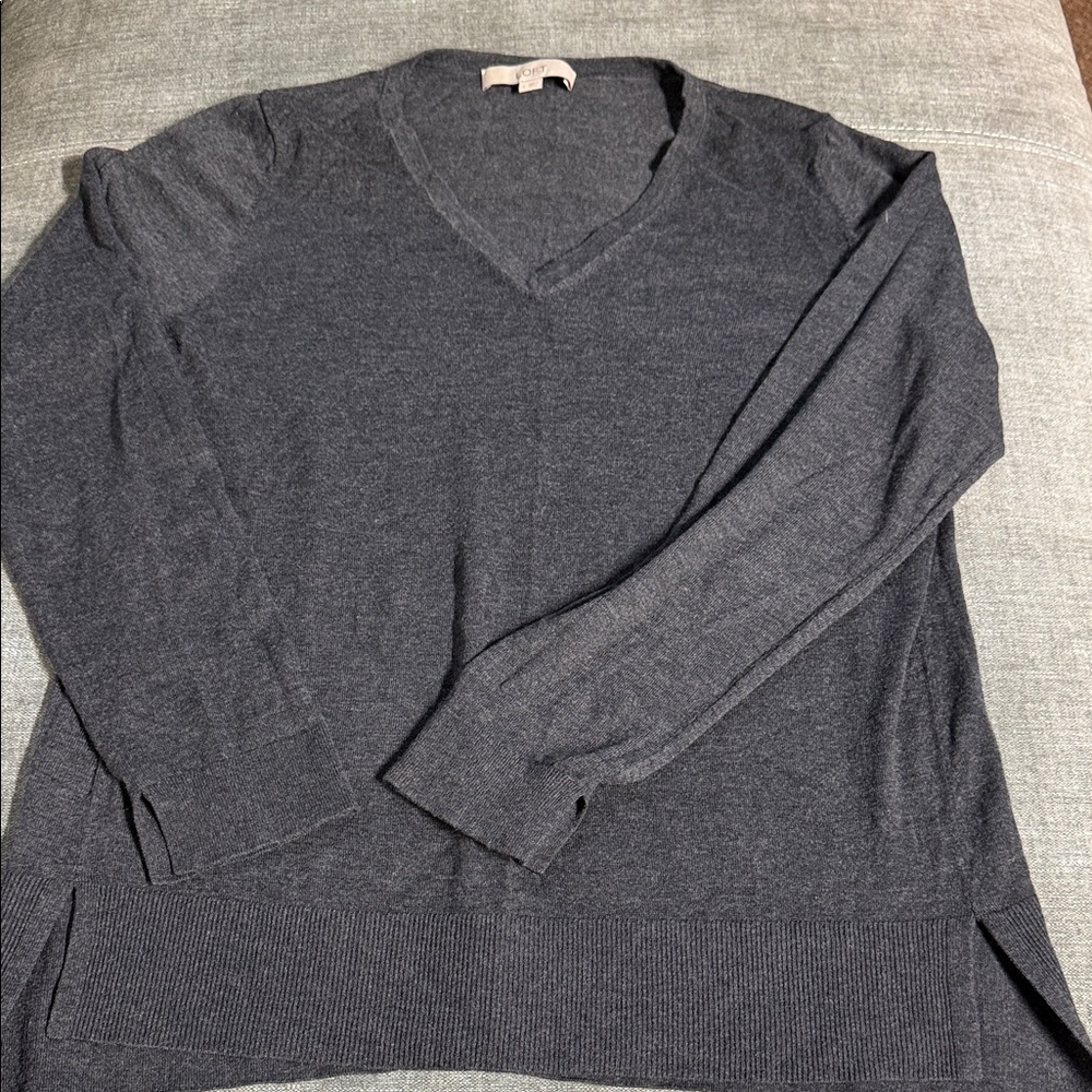 LOFT women’s V-Neck Sweater - Dark Gray size large